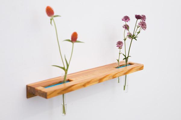 Étagères pour plantes en tube à essai en bois