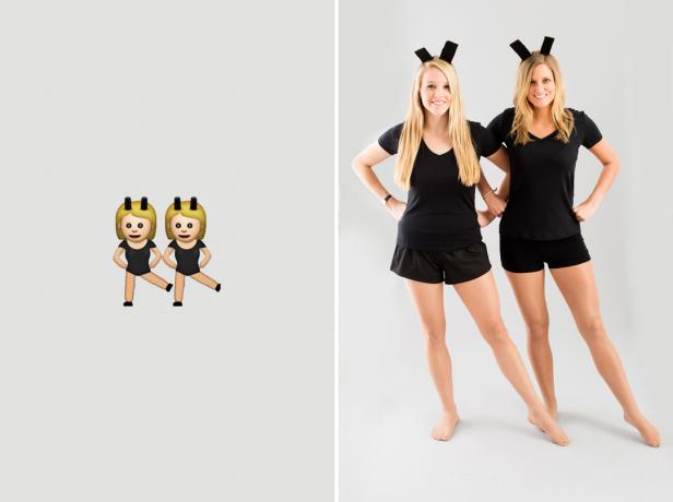 Emoji Halloween-Kostüm für zwei Mädchen