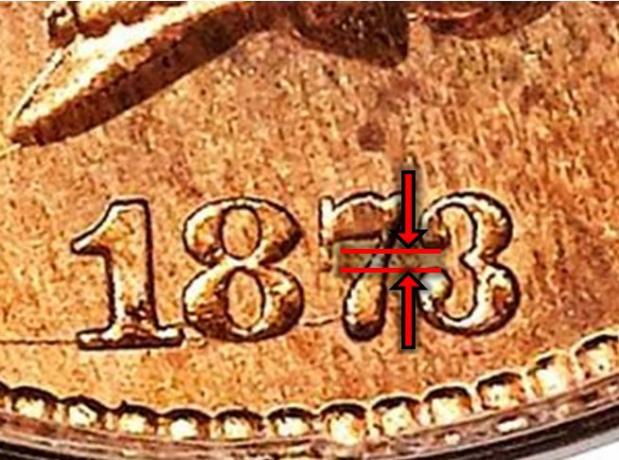 1873 m. „Indian Head Cent“ uždaryta 3 veislė