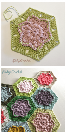 Motif de crochet gratuit hexagonal de fleurs de vent