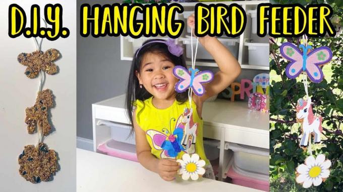 Diy hangende vogelvoeder voor kleine meisjes