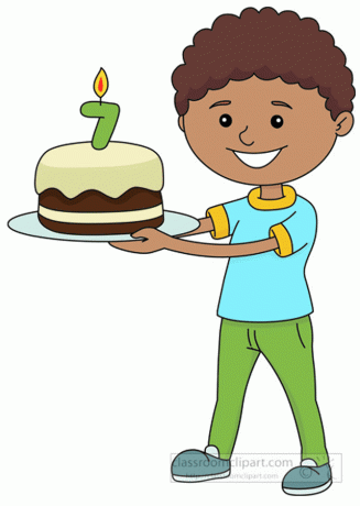 ClipArt -kuva pojasta, jolla on syntymäpäiväkakku