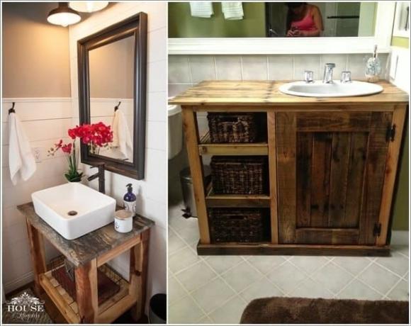 DIY dřevěná koupelnová marnost
