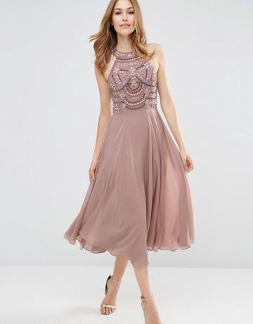 Robe midi bordée d'armure en coupe asos