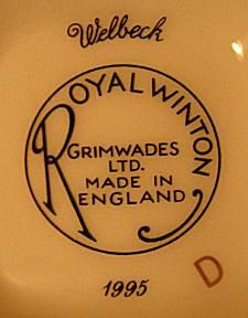 „Grimwades Ltd.“ - Stoke, Stafordšyro Anglijos karališkasis Wintonas Welbeckas 1995 m