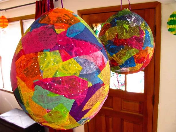 Радужные воздушные шары из папиросной бумаги