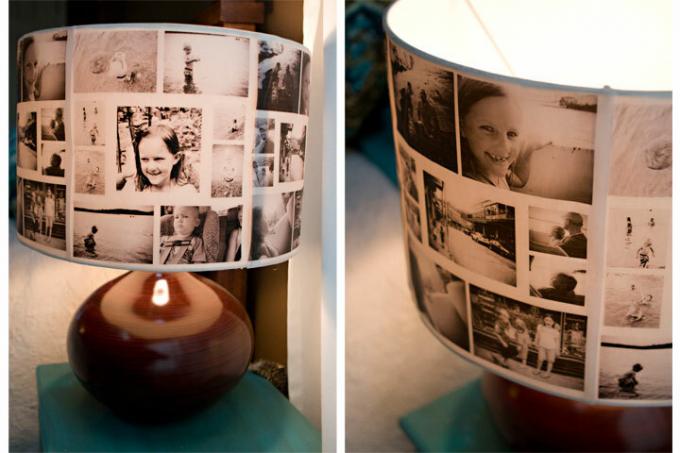 Lámpara de collage de fotos de bricolaje