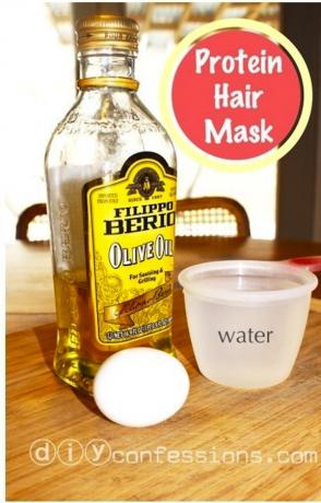 卵とオリーブオイルプロテインヘアマスク