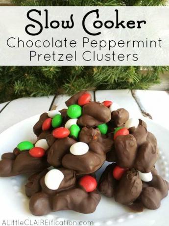 Slowcooker chocolade pepermunt krakeling clusters