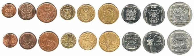 Ces pièces circulent actuellement en Afrique du Sud sous forme de monnaie.