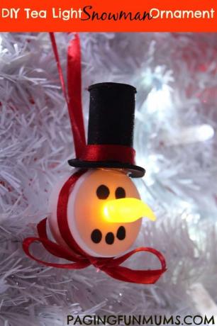 Theelicht sneeuwpop ornamenten