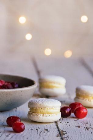 Cranberry witte chocolade macarons