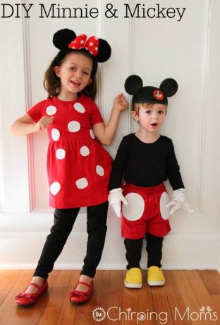 Costumi di Topolino e Minnie in feltro a pois