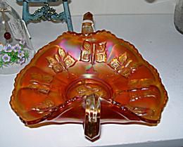 „Fenton Carnival Glass“ medetkų drugeliai „Bon Bon Dish“