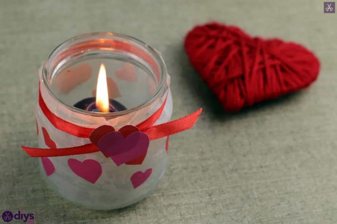 Suport lumânări de Ziua Îndrăgostiților borcan de zidărie