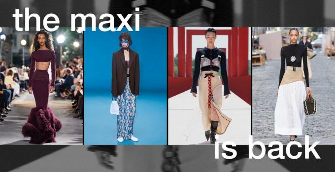 מגמות אופנה של אביב קיץ 2022: חצאיות מקסי ב-Alaïa, Nina Ricci, Louis Vuitton, Tory Burch