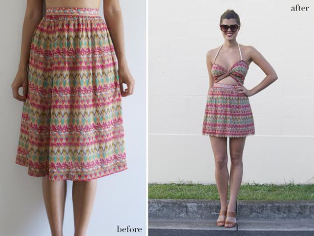 Från kjol till utklippt klänning