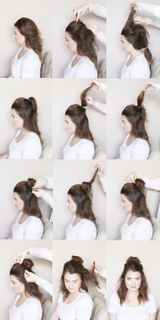 Napol naporen neurejen top knot tutorial