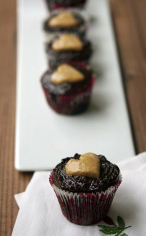 Donkere chocolade pindakaas cupcakes