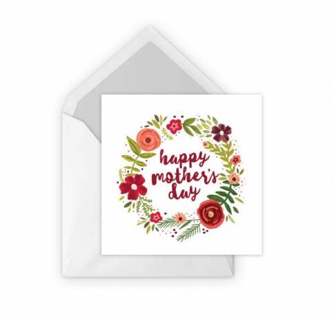 Květinová karta s nápisem „Šťastný den matek“