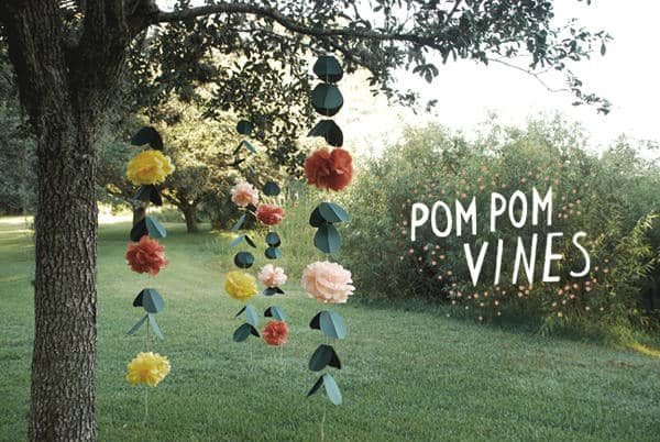 Hängande blommiga pom pom vinstockar