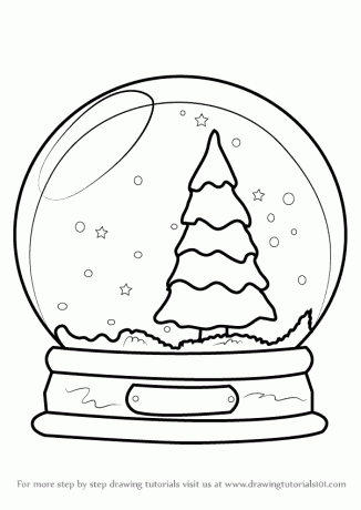 Comment dessiner une boule à neige avec un sapin de Noël étape 0