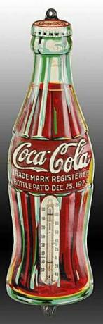Termômetro de garrafa de lata em relevo para colecionadores de Coca-Cola