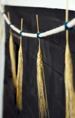 DIY podzimní sušená pšeničná girlanda
