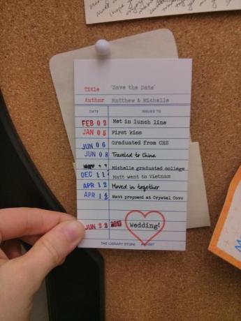 Cardul de bibliotecă DIY salvează data