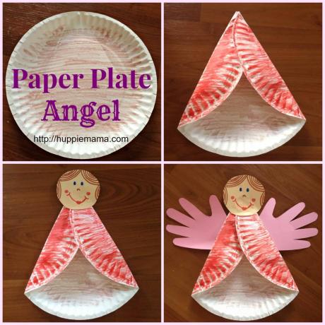 Papírový talíř anděl s křídly otisku ruky