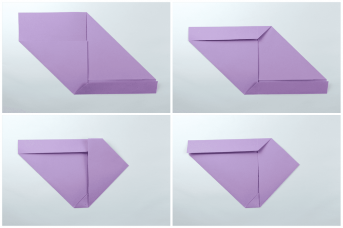 lihtne origami kirja voltimine 2. samm
